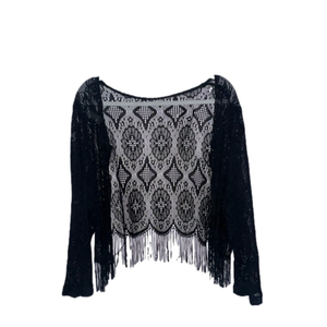 Black Lacey Fringe Top